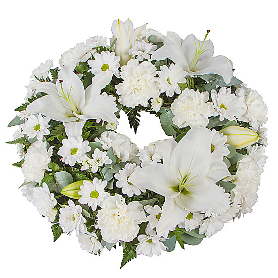 White Lily Wreath u2013 Cheap Funeral u0026 Sympathy Flowers Delivery